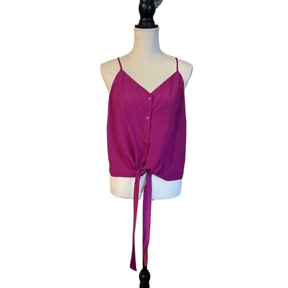 Sophia Vergara Fuchsia Sleeveless Tie Front Crop Blouse NWT - Picture 2 of 8
